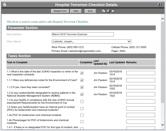 Example OpsCenter Checklist