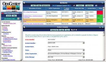 OpsCenter Action Status Board and Form